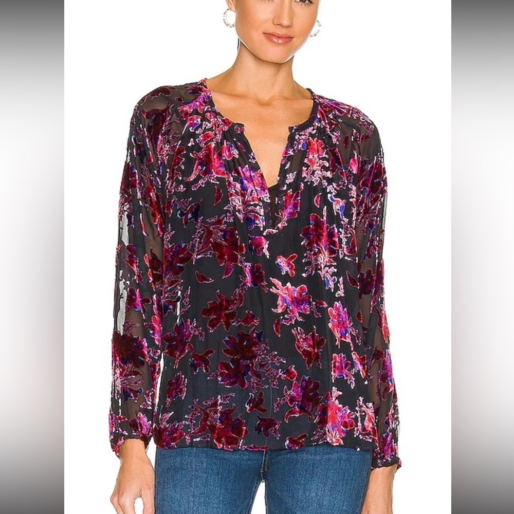 Rag & Bone Yuni Burnout Sheer Floral Blouse Size Small